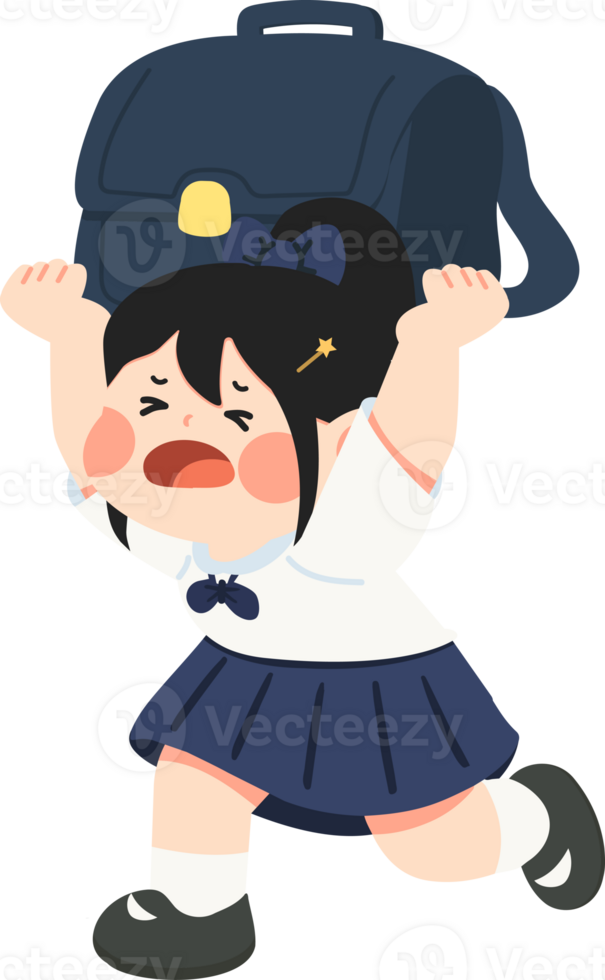 A cartoon girl carrying a backpack png