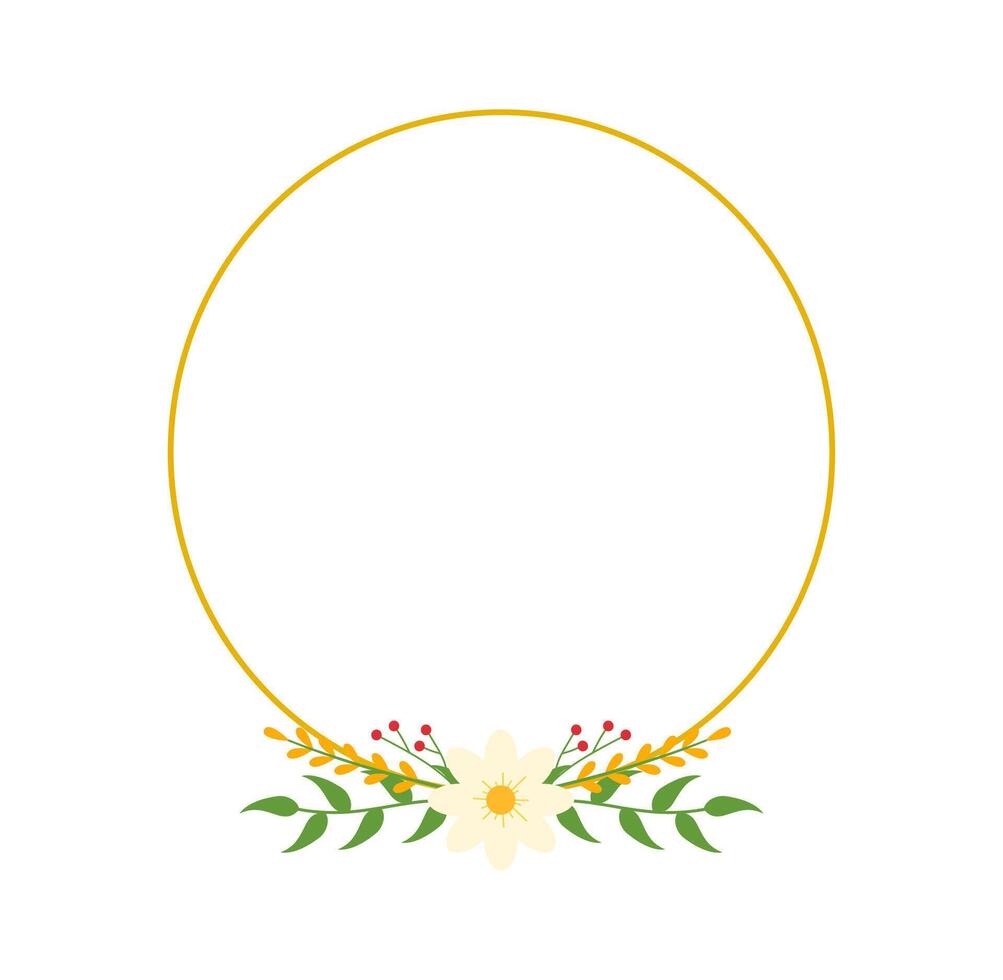 Flat Floral Frame with Decorative Botanical Elements vector