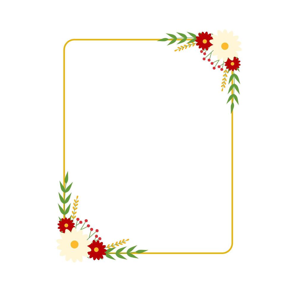 Minimalist Floral Border with Simple Flower Elements vector