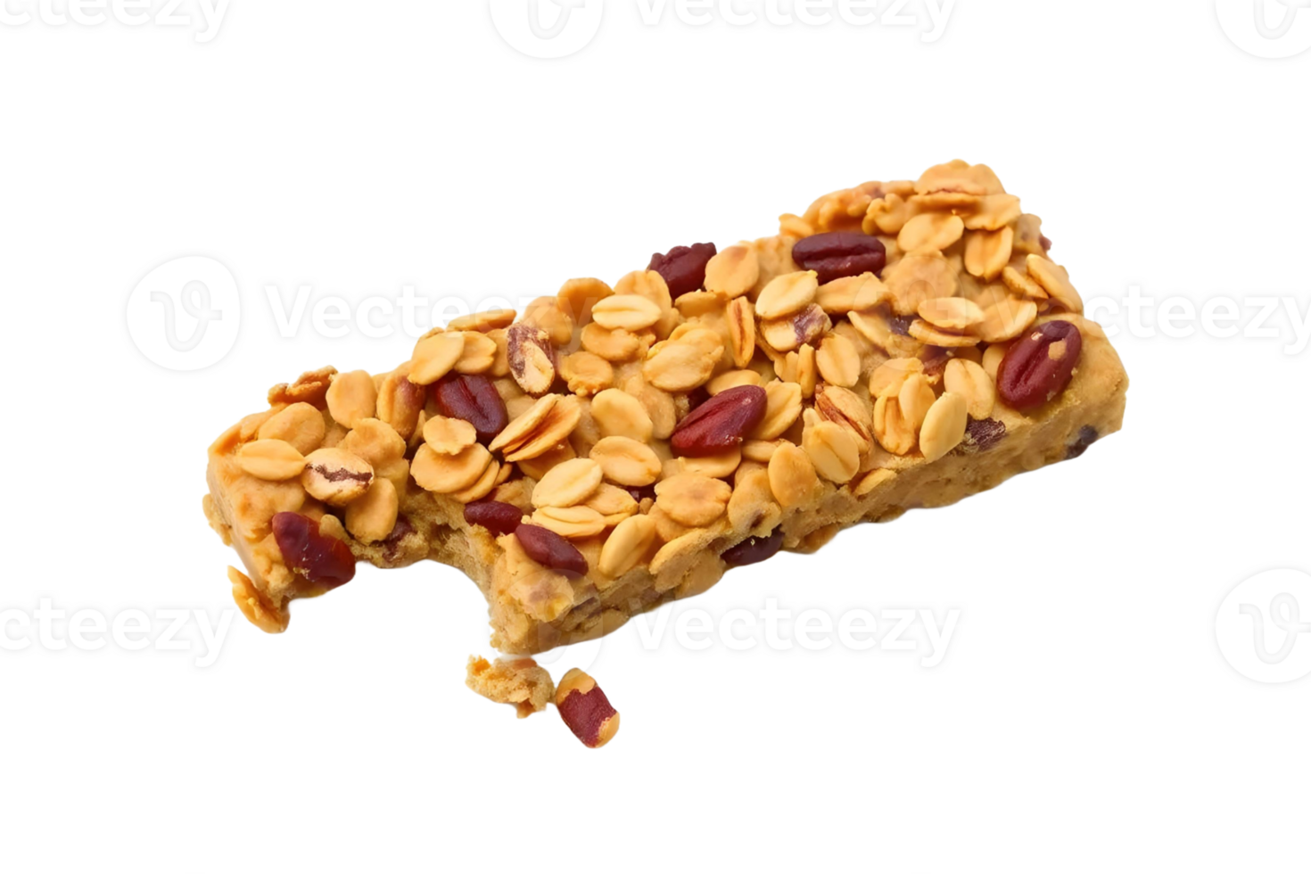 bitten granola bar with peanuts and oats png