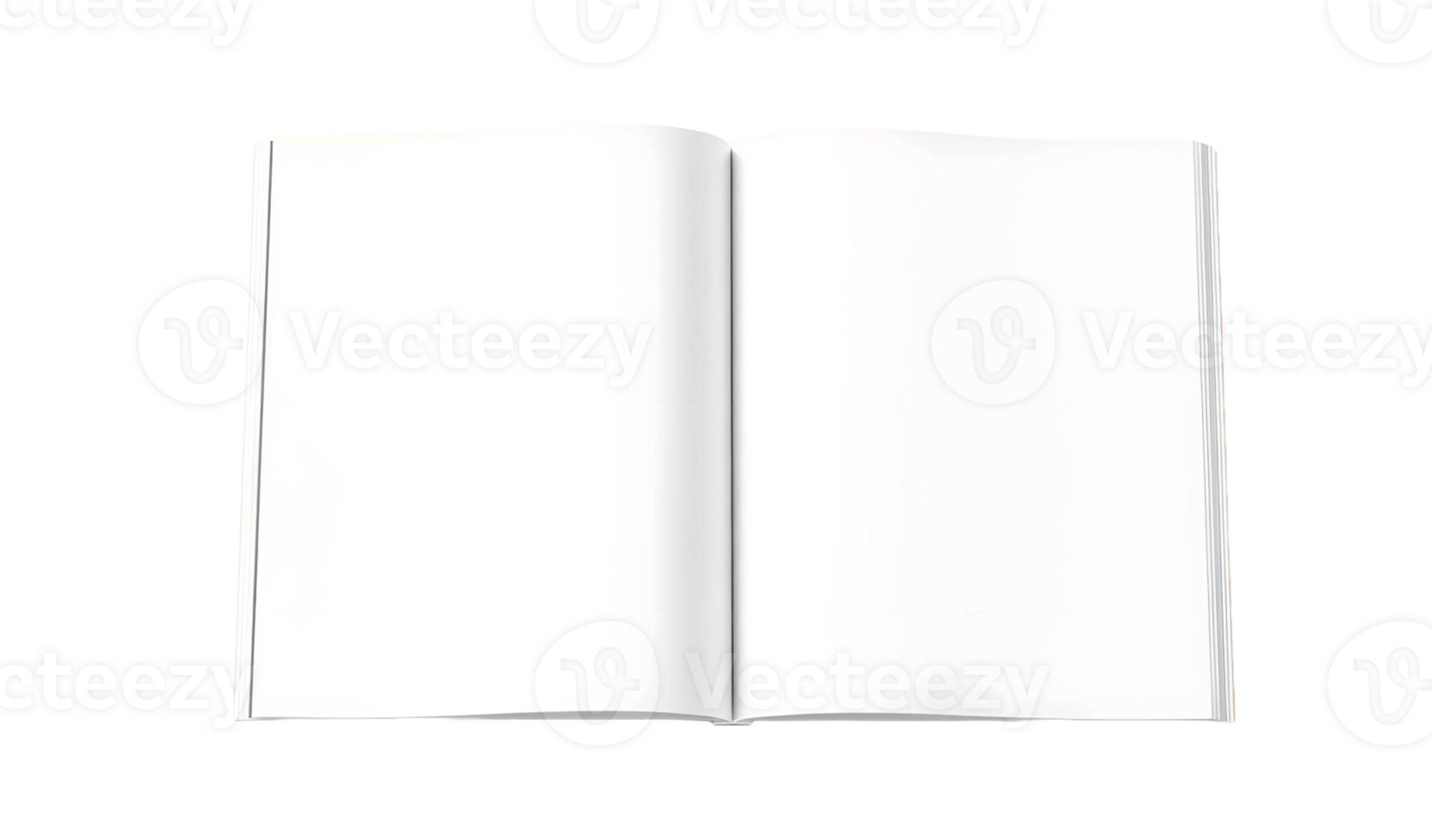 Open blank book with white pages isolated on transparent background png