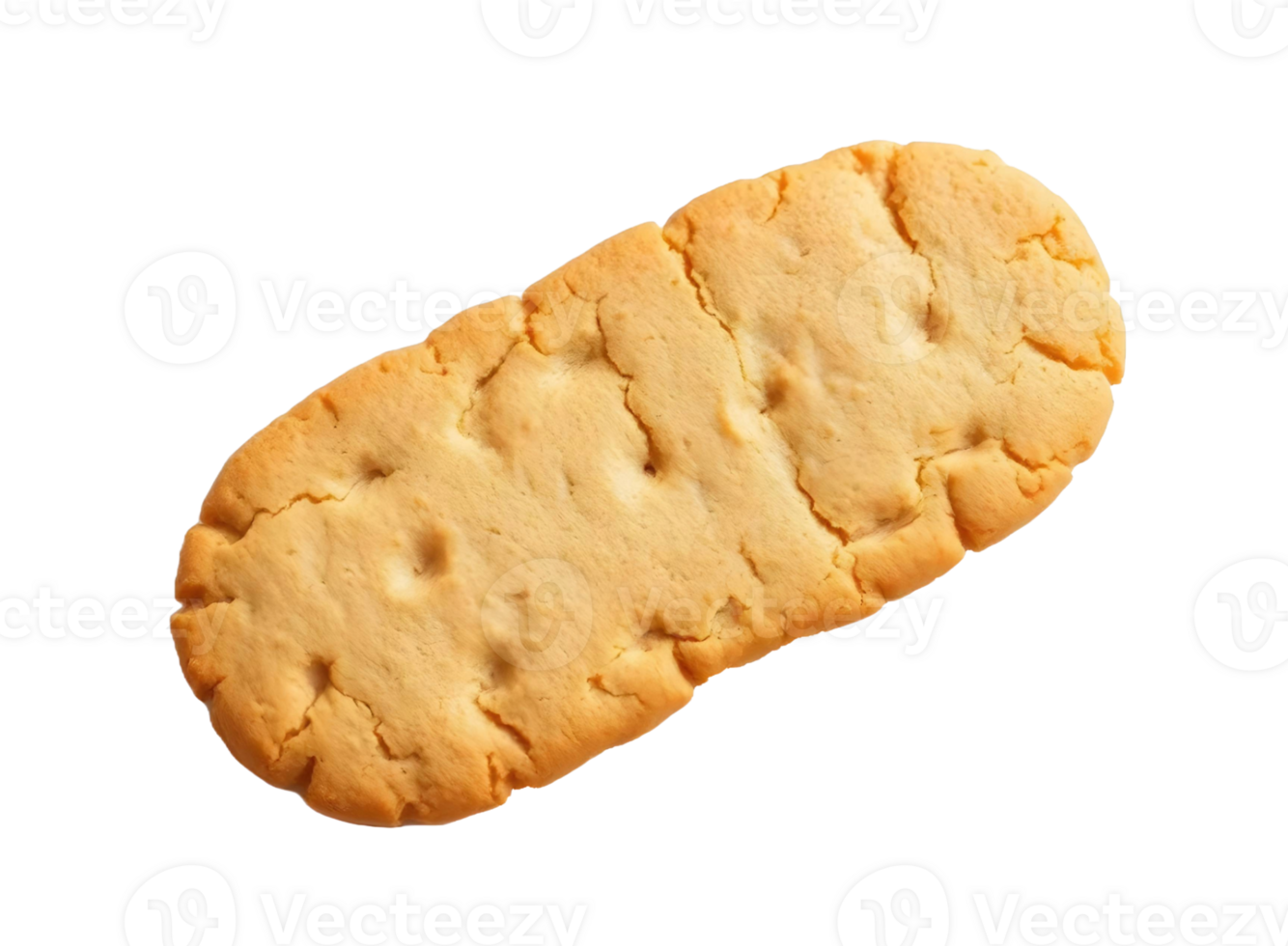 Golden brown rectangular biscuit with crinkled texture isolated on transparent background png