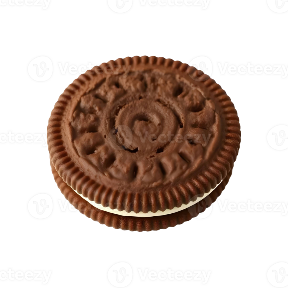 chocolate creme sandwich cookie with a white filling png