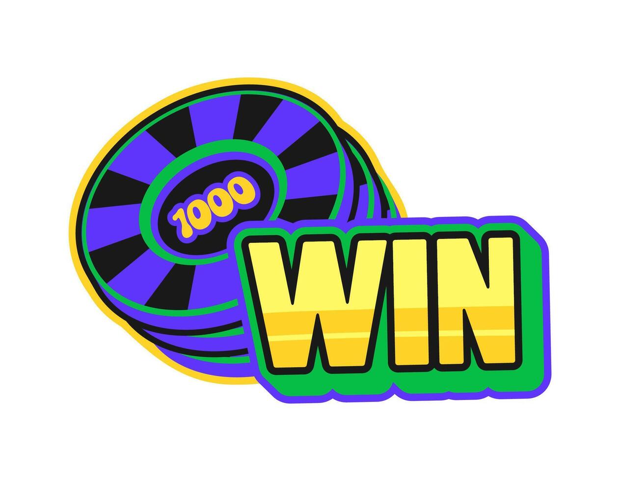 Casino win, fortune Y2K groovy retro sticker vector