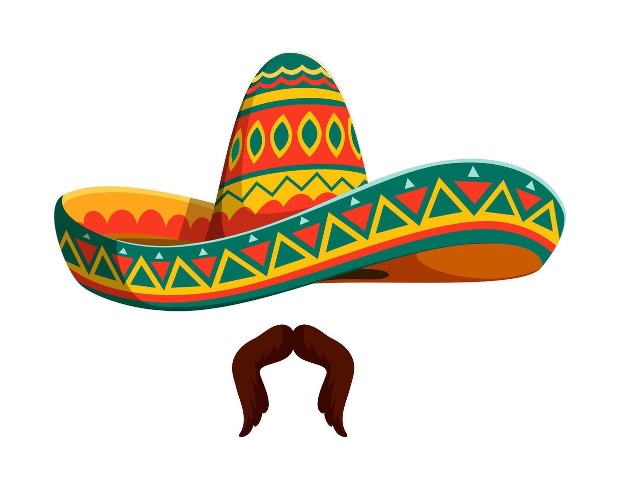 Cartoon Mexican mariachi sombrero with moustaches vector