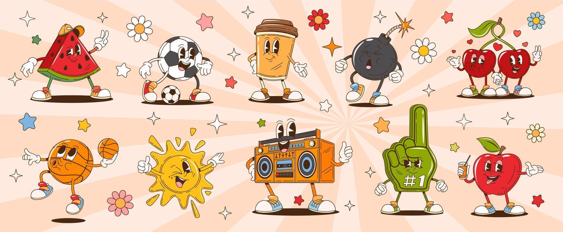 Cartoon characters with cute designs vector