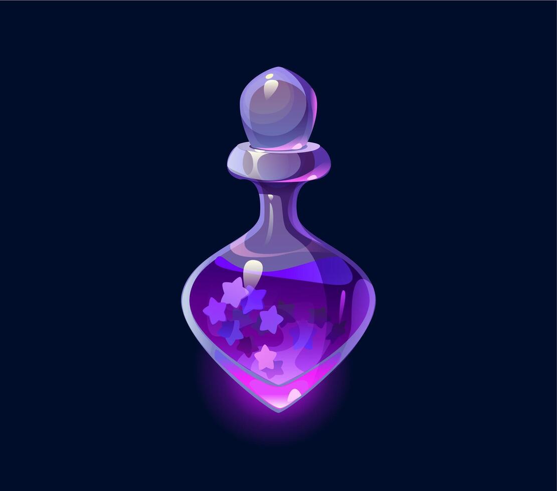 Wizard magic potion bottle with purple liquid vector