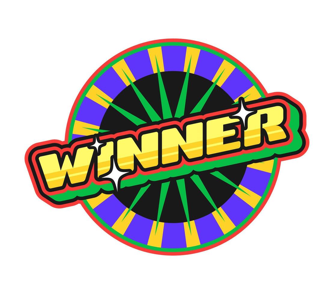 Casino winner gambling Y2K groovy retro sticker vector