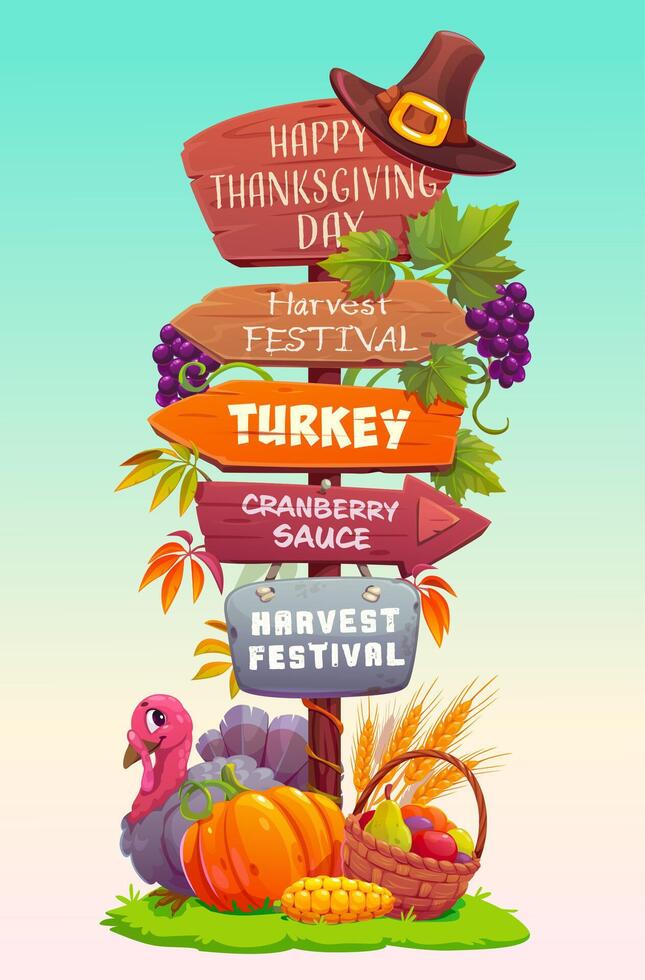 Thanksgiving holiday sign board, autumn harvest vector