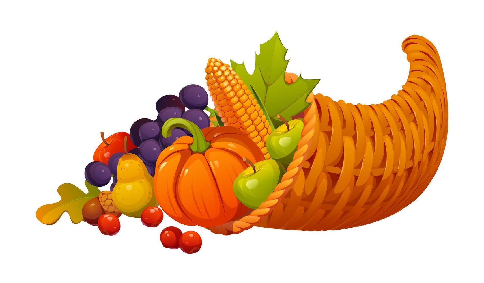 Cornucopia happy thanksgiving and harvest symbol vector