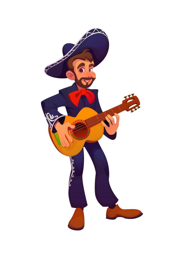 Mexican mariachi musician cartoon character vector