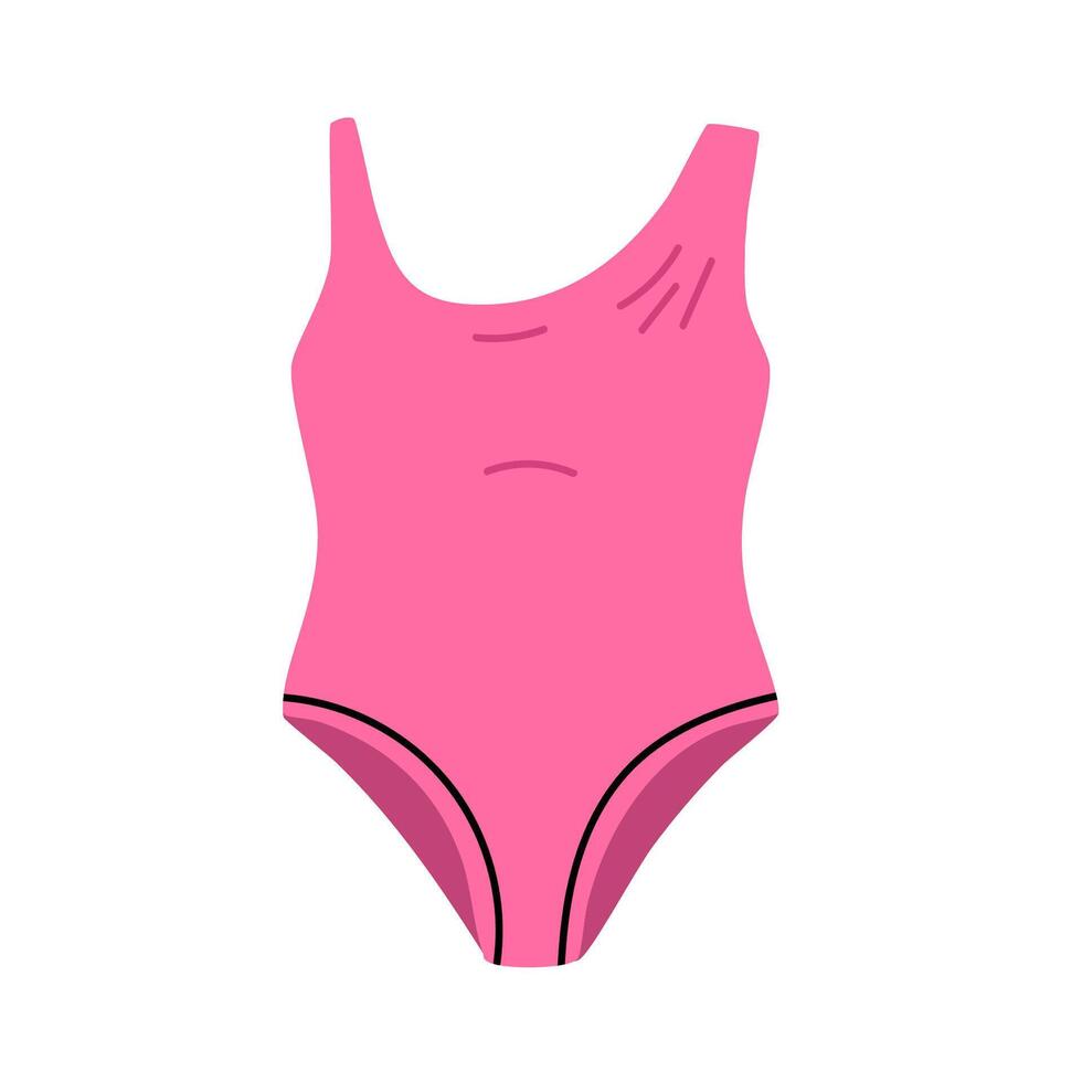 Minimal pink one-piece swimsuit on white background. Ideal for fashion, swimwear collections, and summer design. vector