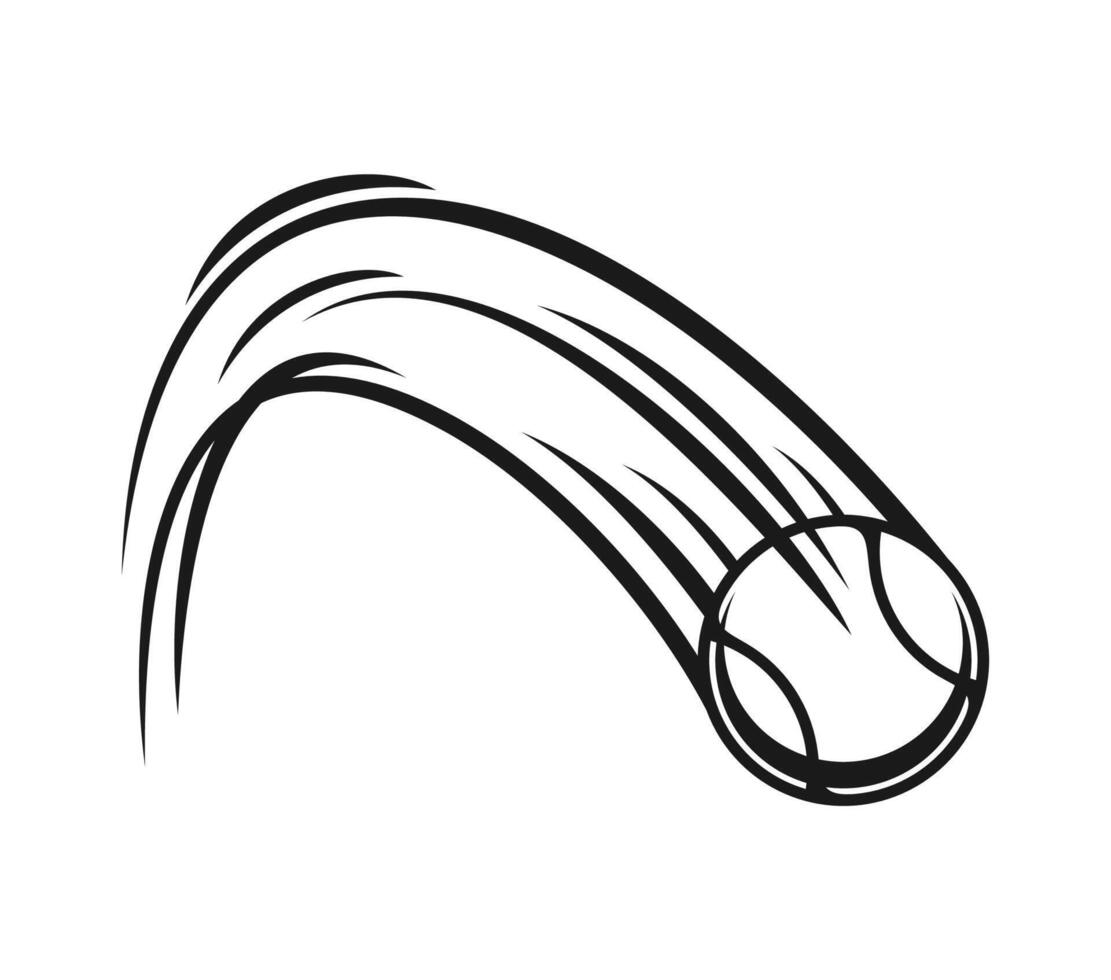 Tennis ball with motion trail isolated linear icon vector