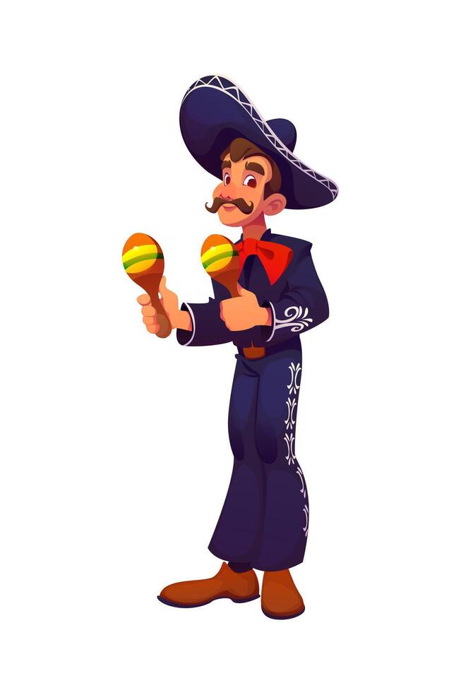 Cartoon mariachi holding maracas vector
