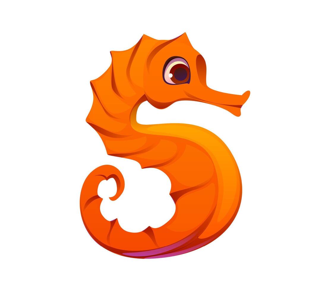Number five math symbol as funny cartoon sea horse vector