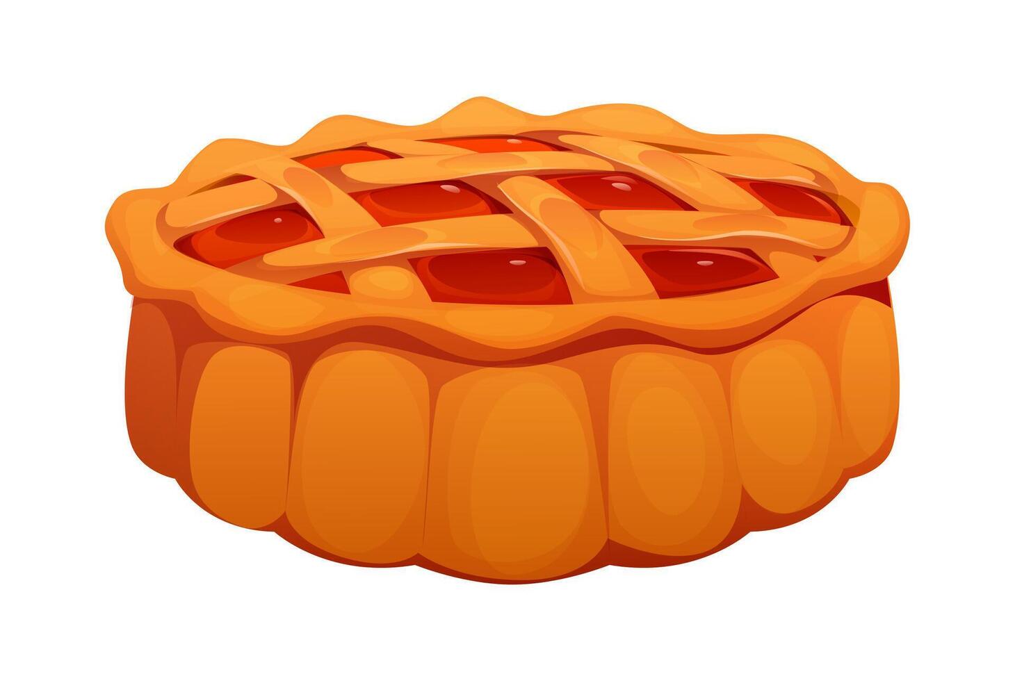 Cartoon pie with a golden lattice crust and fruits vector