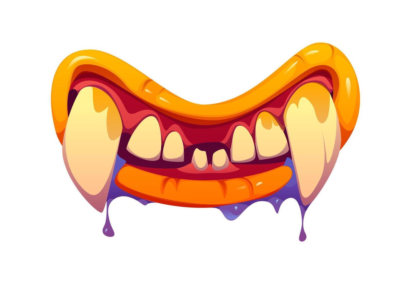 Halloween scary monster drool jaw with sharp fangs vector