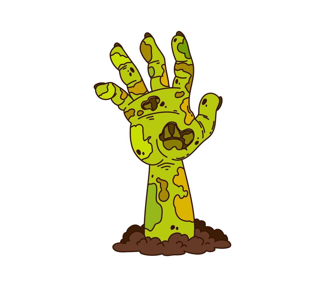 Cartoon groovy Halloween zombie hand for holiday vector