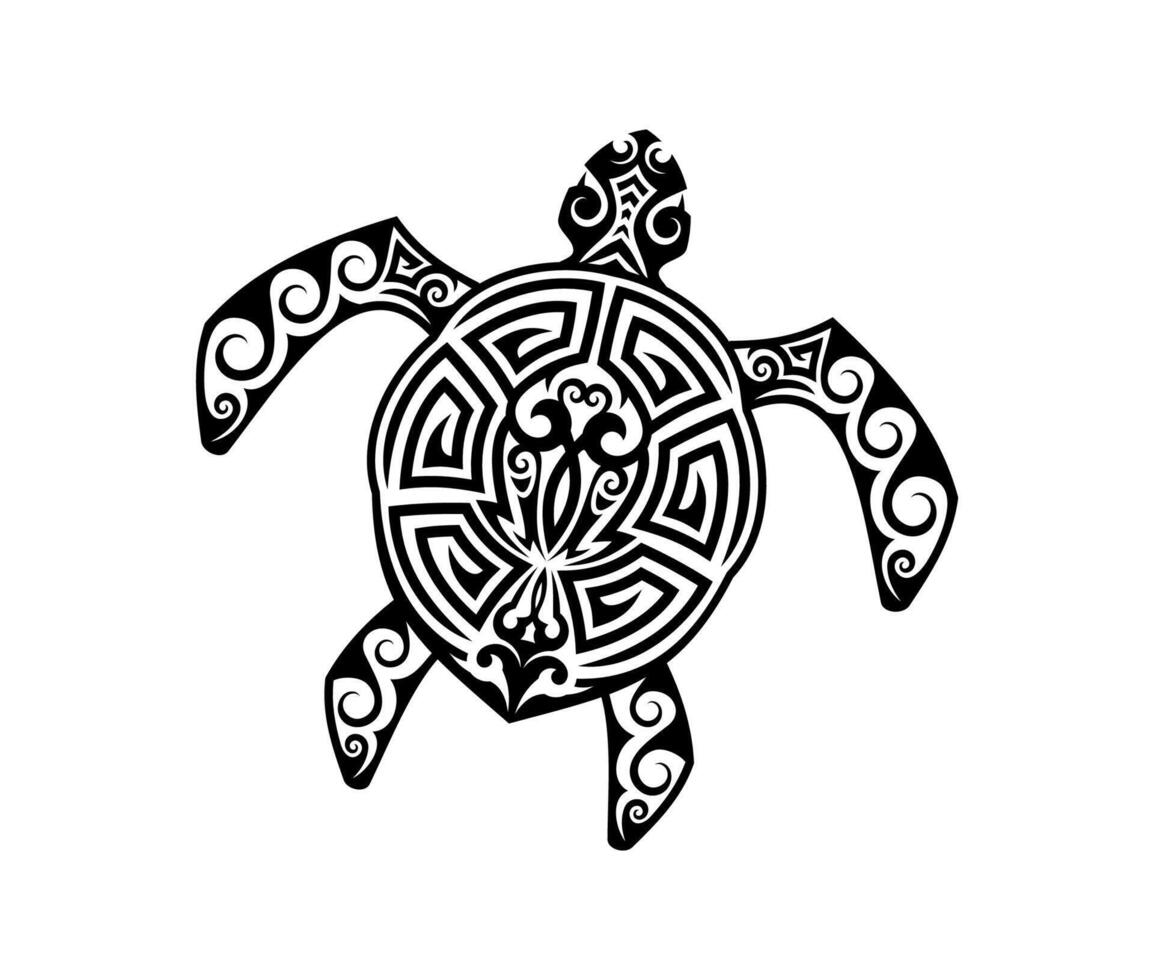 Maori tribal turtle reptile animal tattoo or print vector