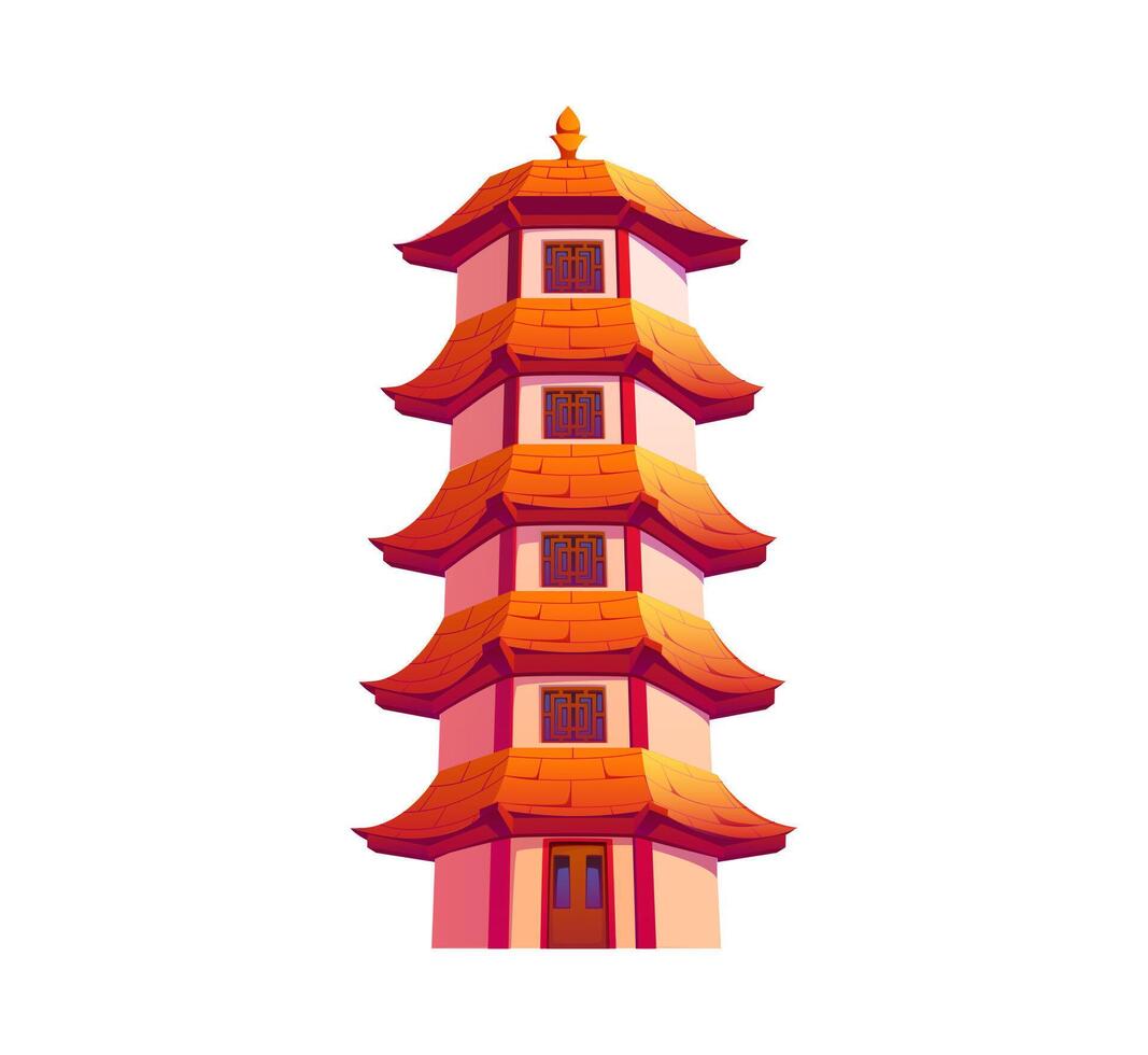 colorful pagoda tower illustration vector
