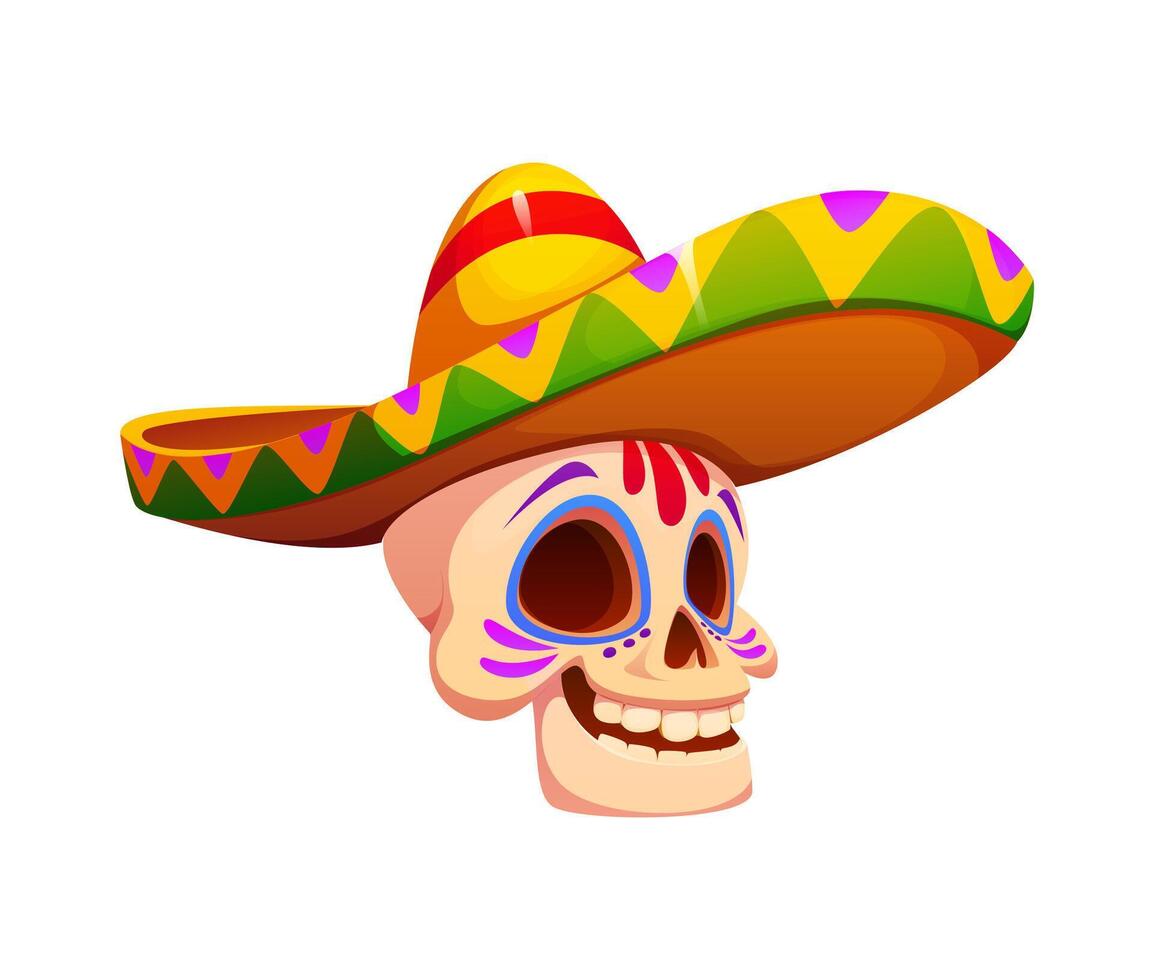 Cartoon day of the dead dia de los Muertos skull calavera vector