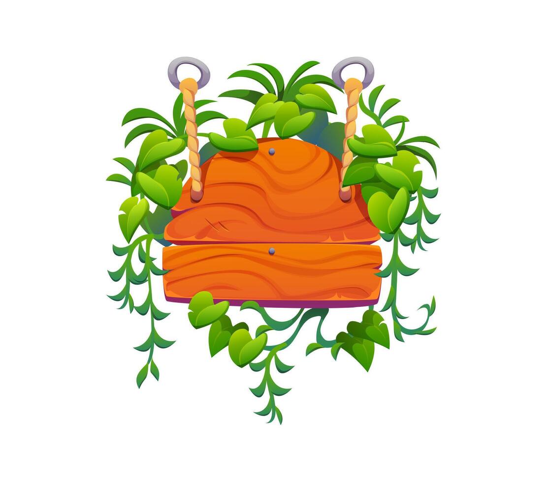 Wooden sign with vines decoration vector