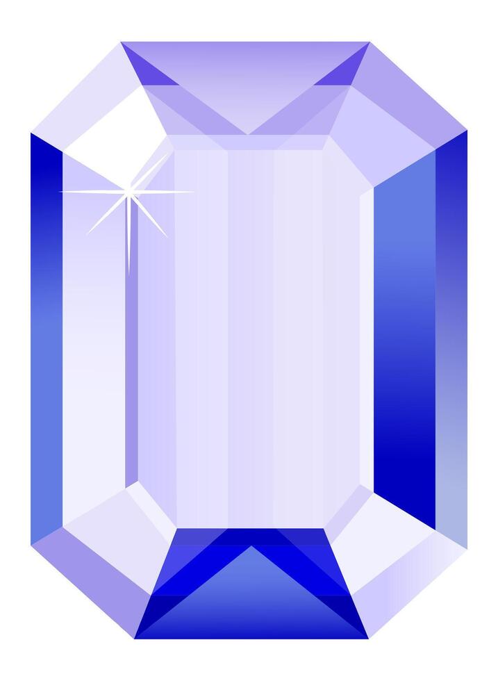 Large, sparkling blue gemstone reflecting light, creating a dazzling display of brilliance and vibrant color against a pristine white backdrop, exuding elegance and luxury vector