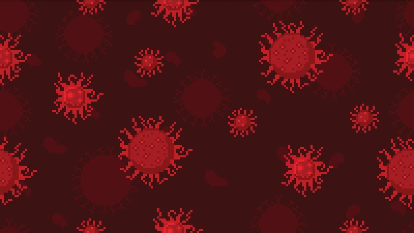 Virus pixel art pattern. Pandemic digital wallpaper with pixelated microbes. 8 bit disease or infection cells, retro game art microbiology seamless background illustration vector