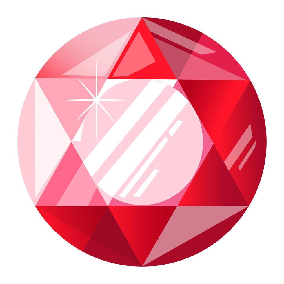 Red round gemstone sparkling with light reflections that create a captivating star shape, embodying luxury and elegance, perfect for jewelry and high end design concepts vector