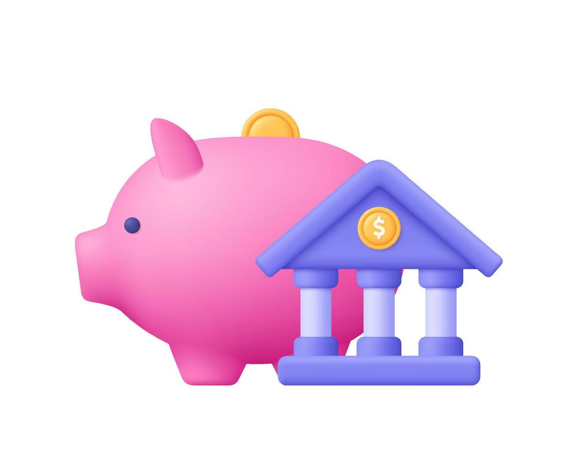Piggy bank and bank icon vector