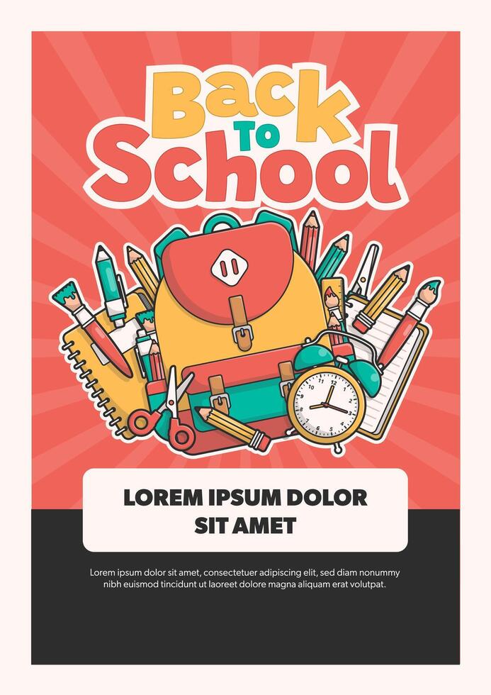 Back to school poster background with school elements and items. Education banner and poster. vector