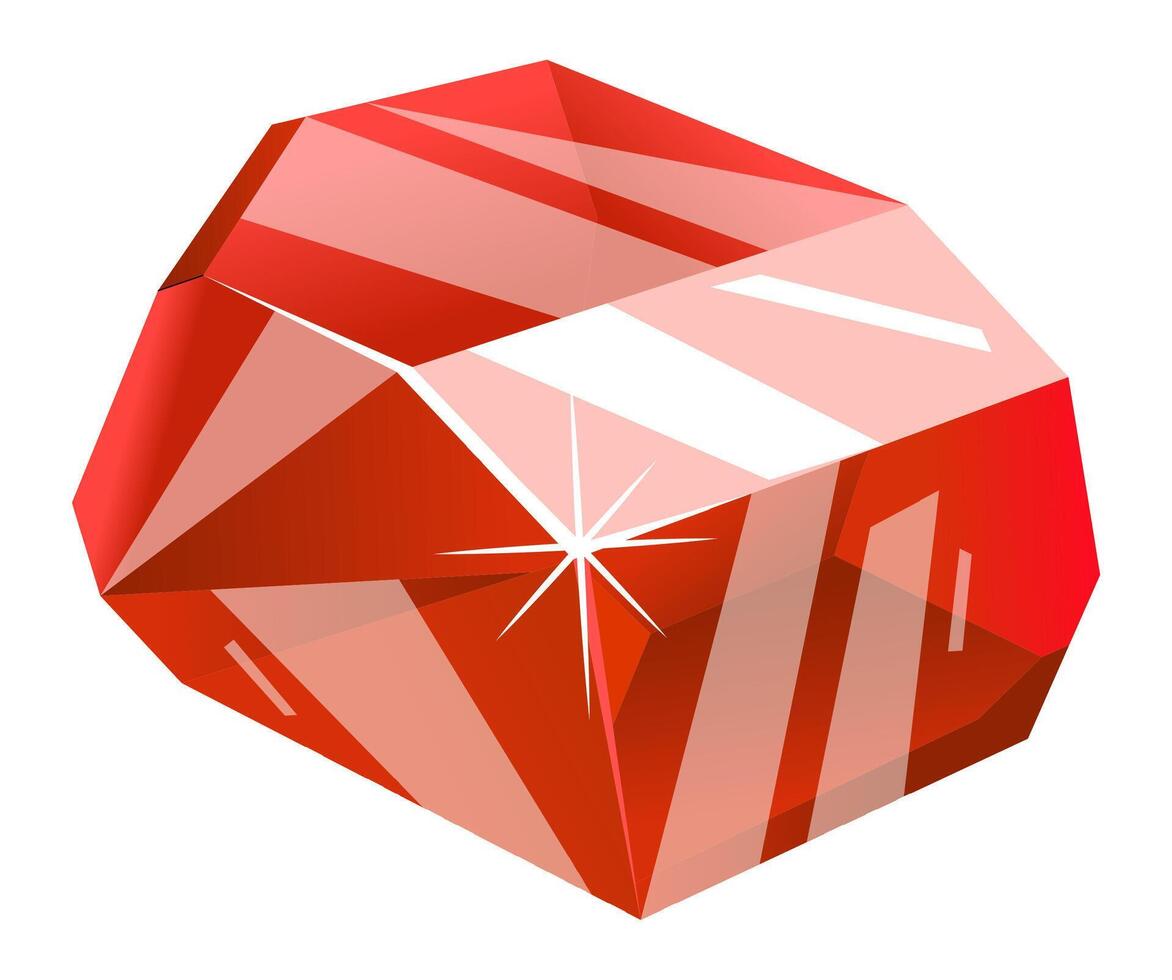 Red gemstone with facets reflecting light, creating a sparkling effec background, perfect for jewelry or luxury designs vector