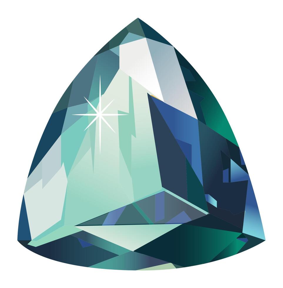Trillion cut gemstone with light reflection, creating a mesmerizing display of brilliance and color, ideal for jewelry design or gemological purposes vector