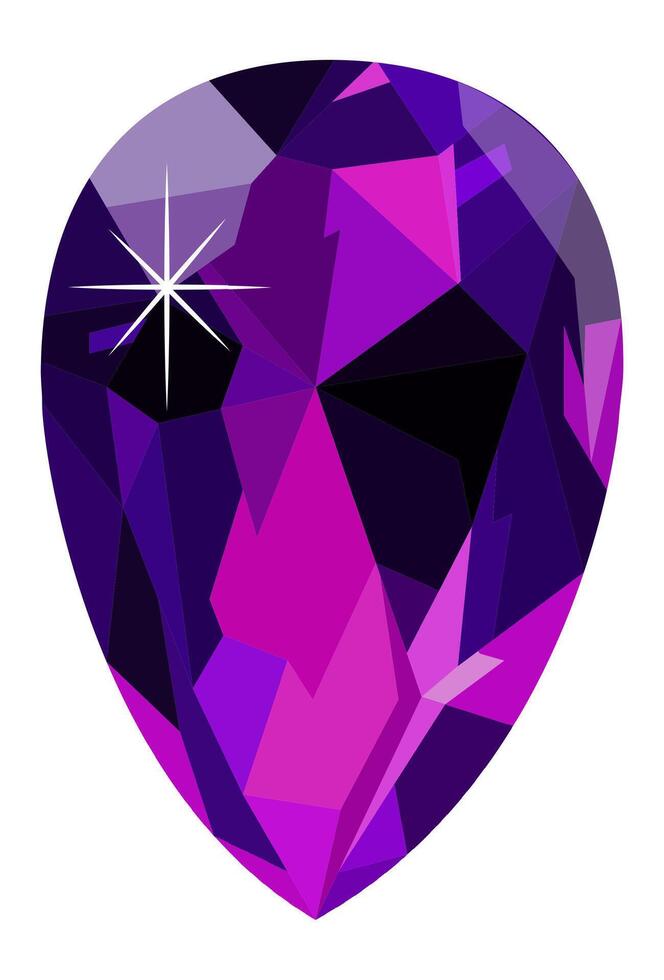 Large purple gemstone featuring stunning triangular facets, reflecting light and creating a captivating display of color and sparkle, exuding luxury and elegance in every angle vector