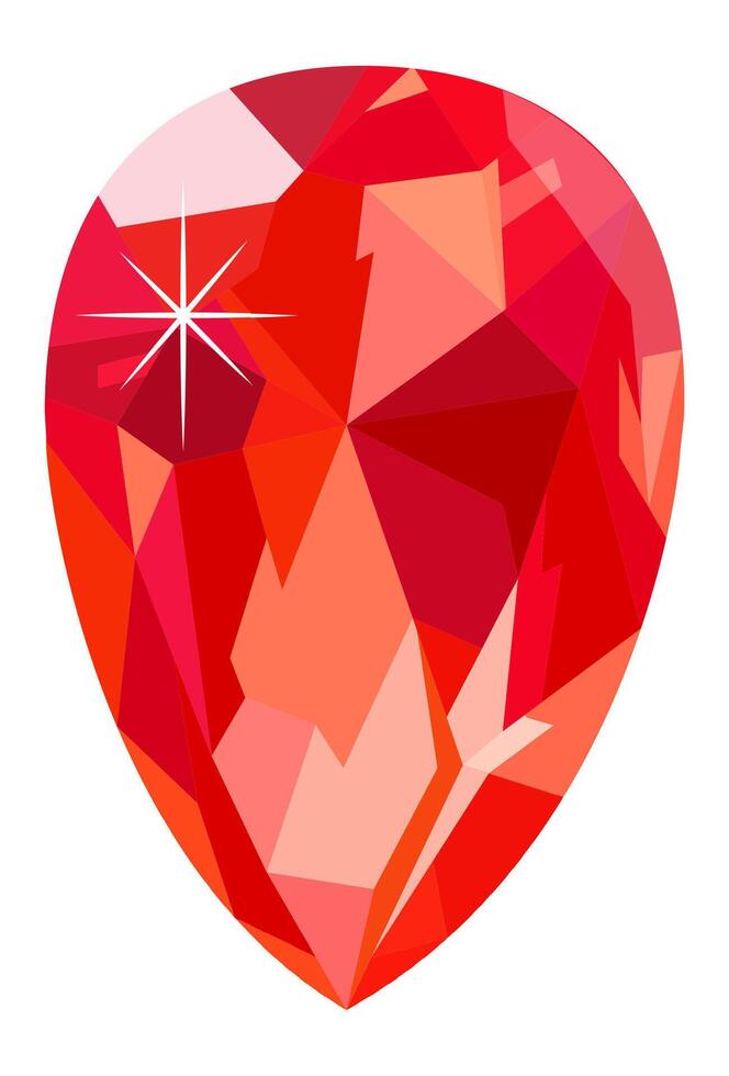 Low poly red gemstone shining with brilliant light reflections, creating a mesmerizing display of vivid color and dazzling brilliance, perfect for luxury jewelry and elegant designs vector