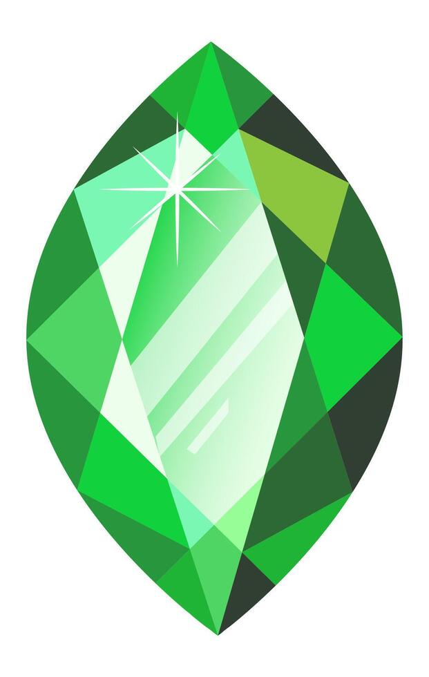 Marquise cut gemstone shining with light reflections, creating a dazzling display of brilliance and luxury, ideal for jewelry design or gemological purposes vector