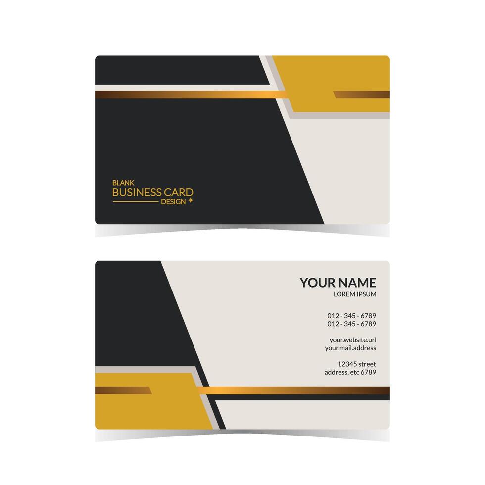 business card design with yellow, black, and white color combination vector
