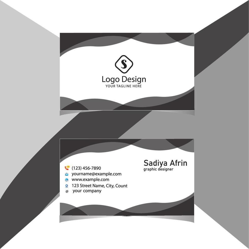 Sleek black and white business card for graphic designers consultants vector