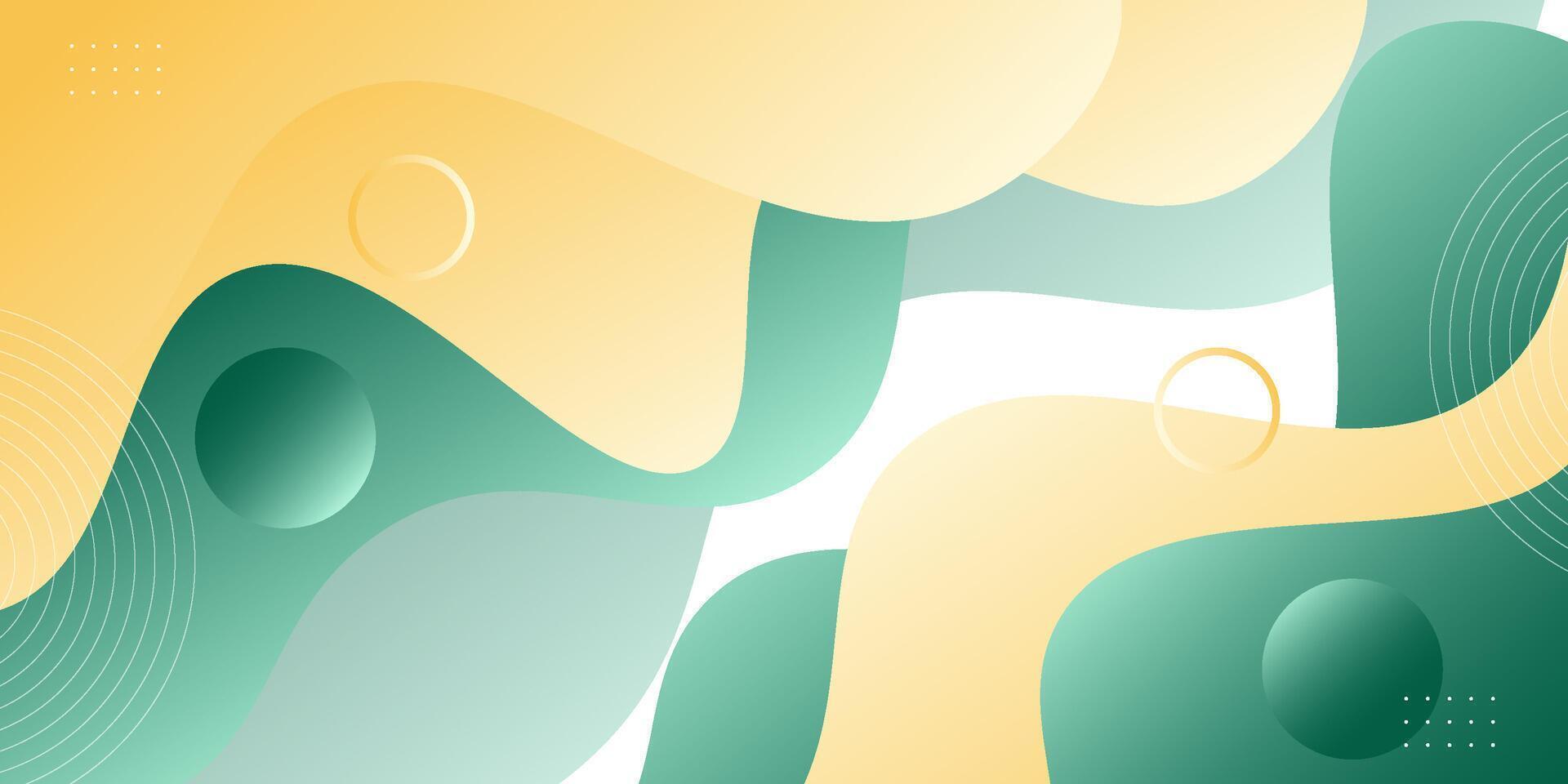 Dynamic abstract soft green and yellow gradient illustration with a simple geometric wave pattern background. Cool and simple design. Eps10. vector