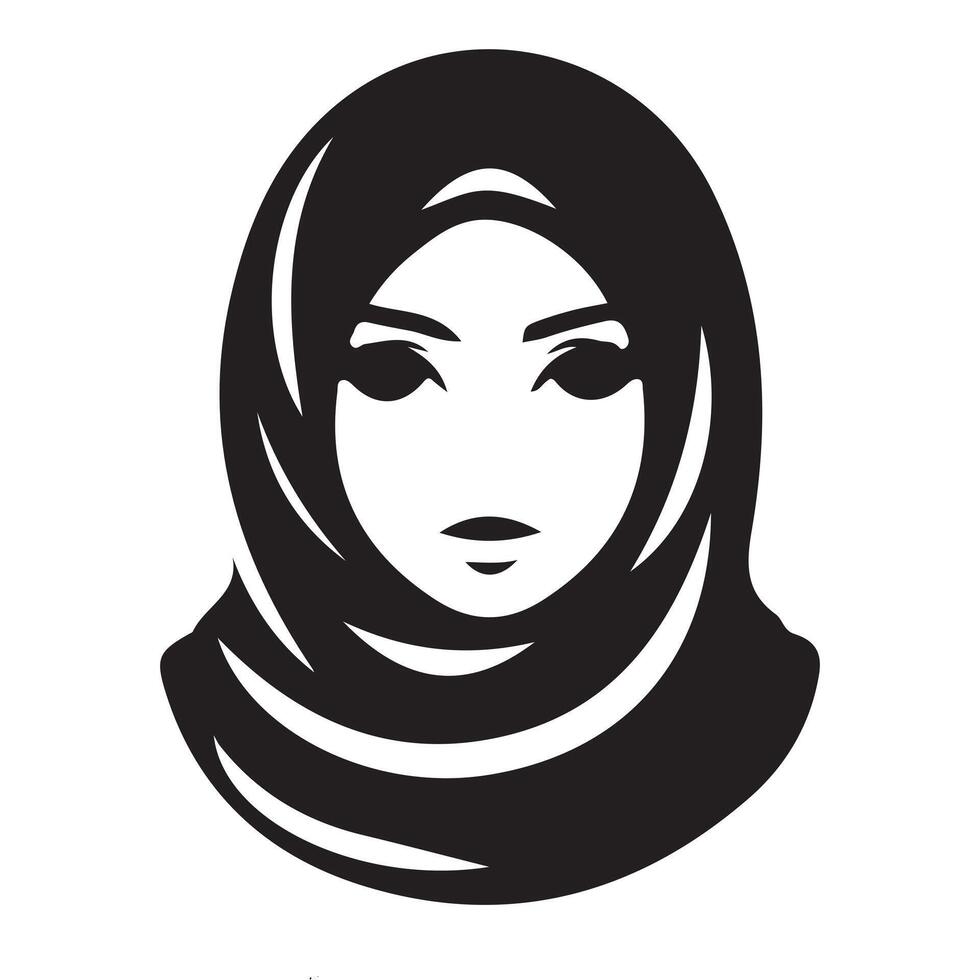 Portrait of a beautiful islamic woman with stylish hair and makeup illustration vector