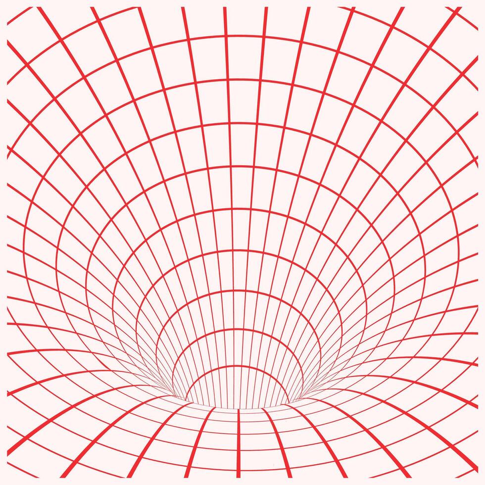 Abstract Red Grid Vortex Digital Art Illustration vector