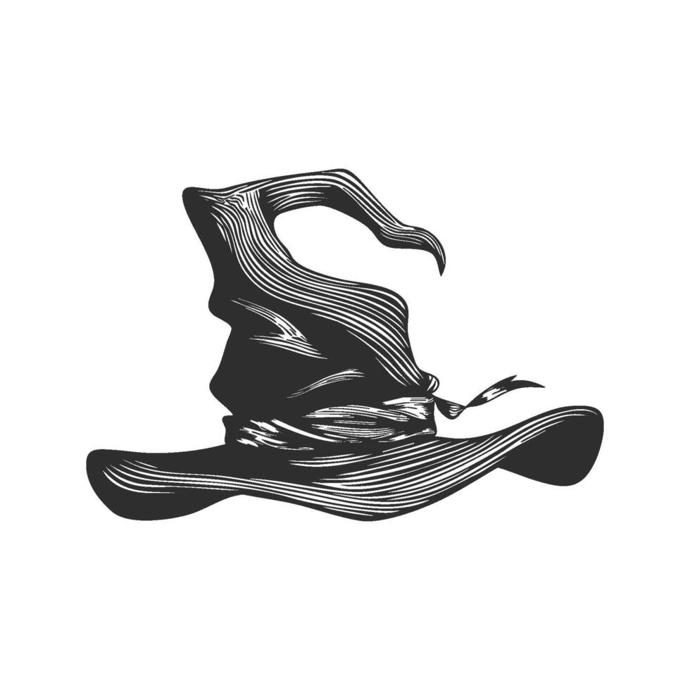 Witch Hat Silhouette Illustration. Magical And Mystical Theme For Halloween And Fantasy. Isolated Illustration vector