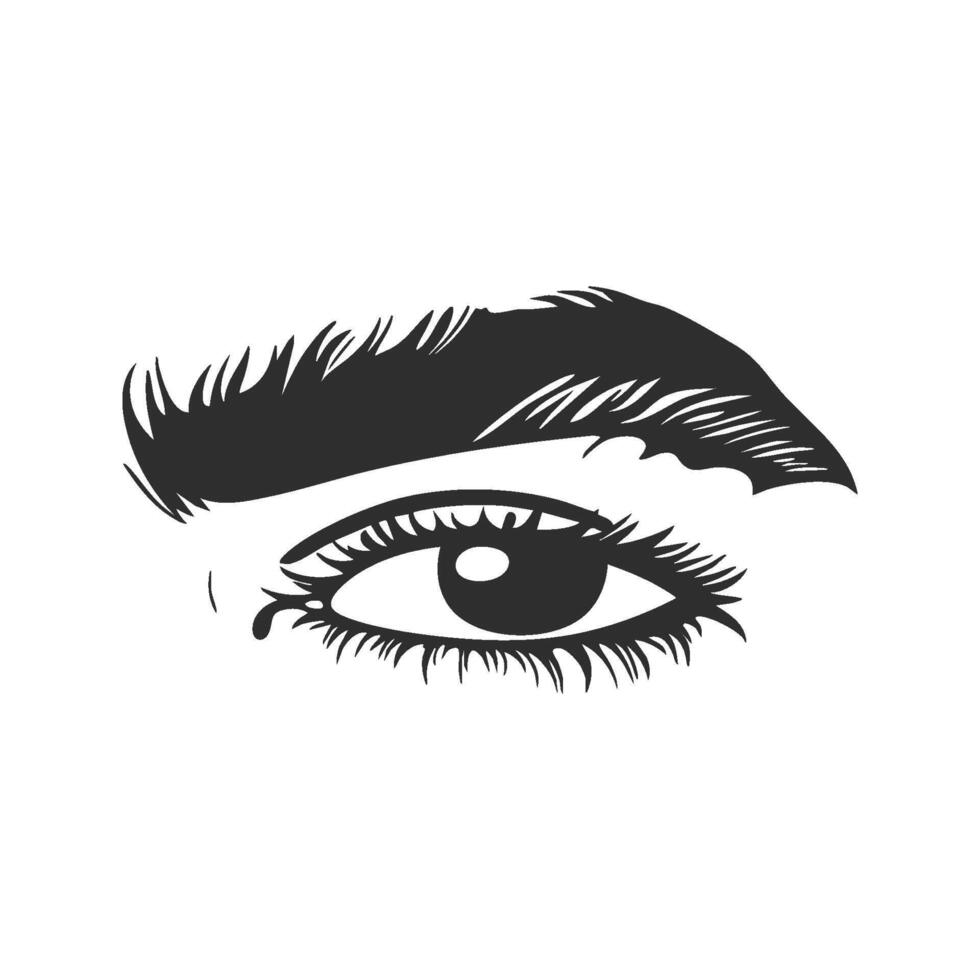 Eye And Eyebrow Silhouette Illustration. Vision And Expression Concept Isolated Illustration vector