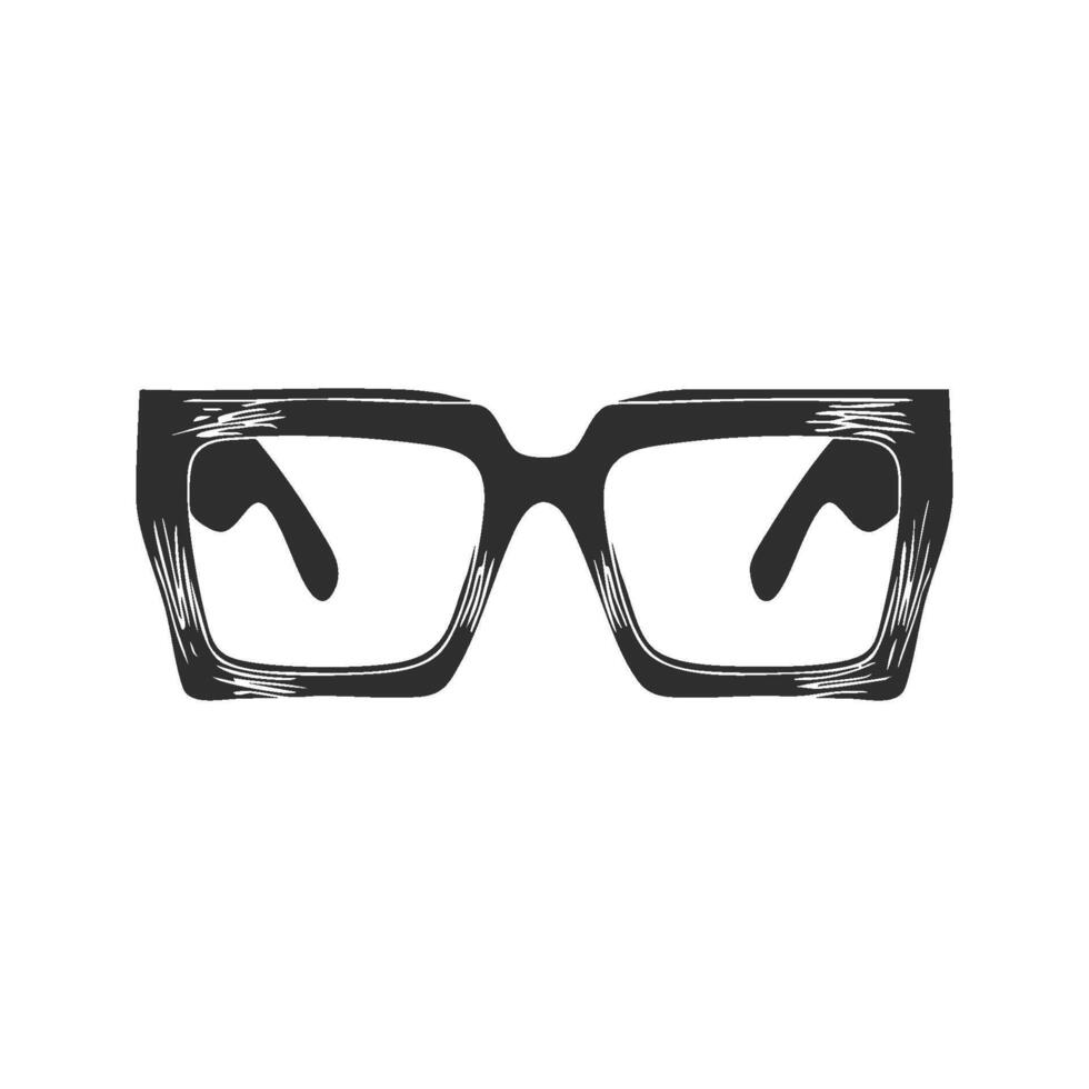 Retro Square Glasses Silhouette Illustration. Vintage Eyewear Fashion And Style Concept. Isolated Illustration vector