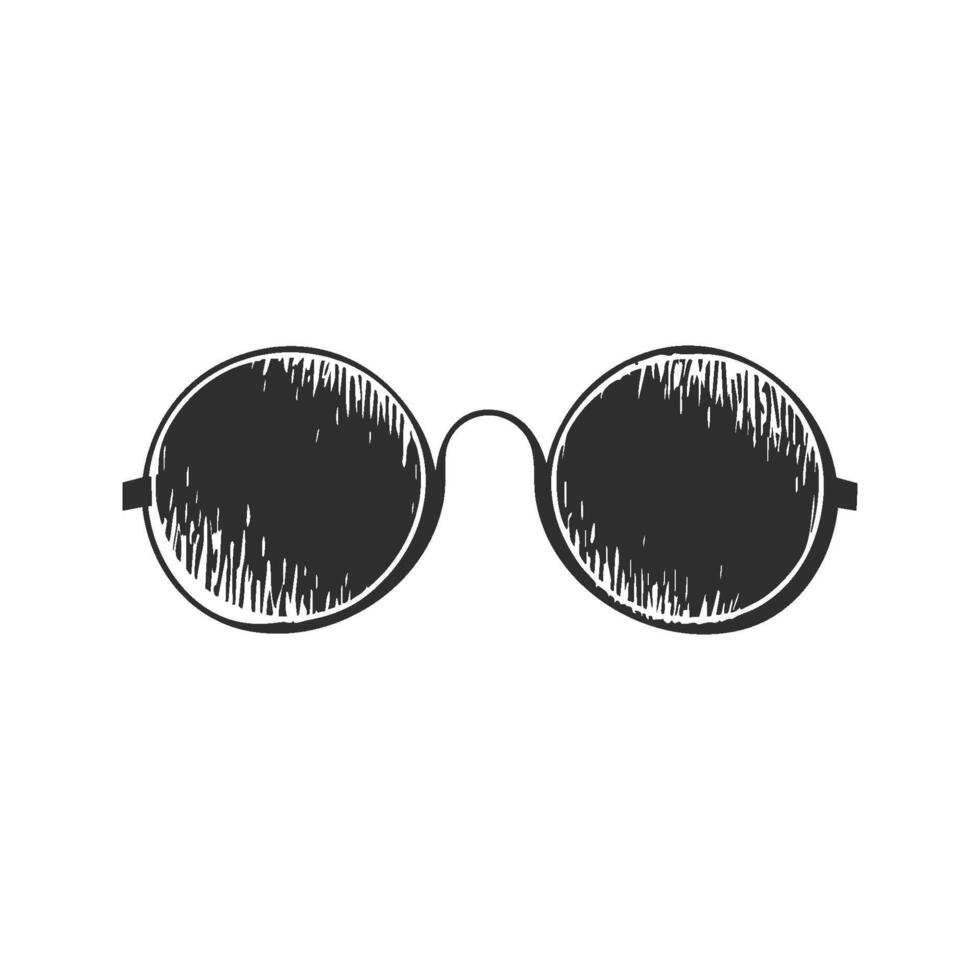 Round Sunglasses Silhouette Illustration. Retro Fashion Accessory Design Isolated Illustration vector