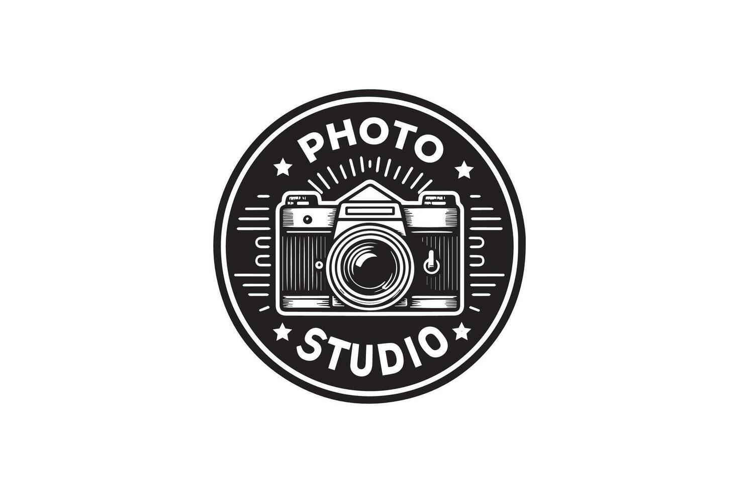 Classic Black and White Camera of Photo Studio Logo vector
