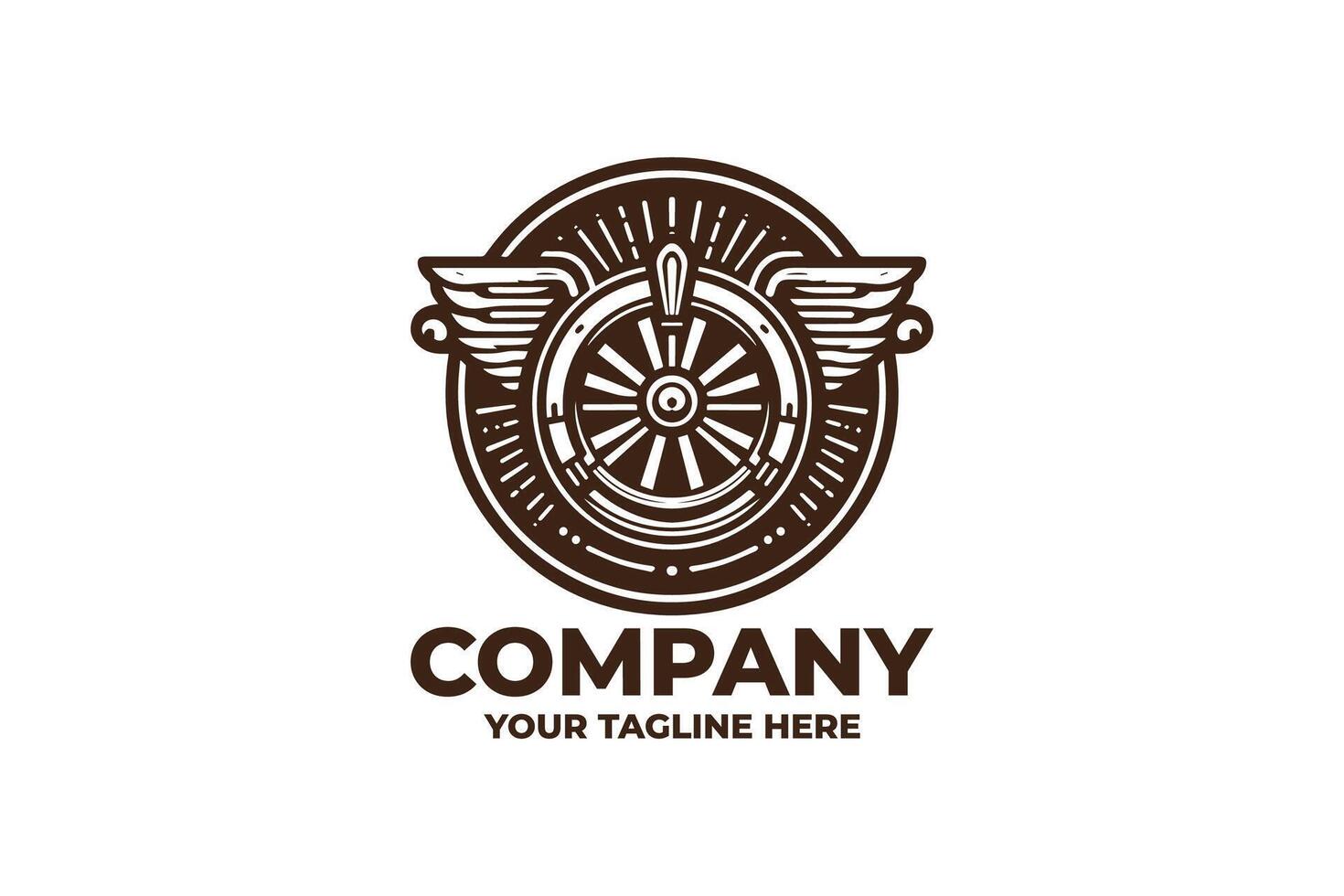 Monochrome Freedom Symbol Logo Winged Wheel vector