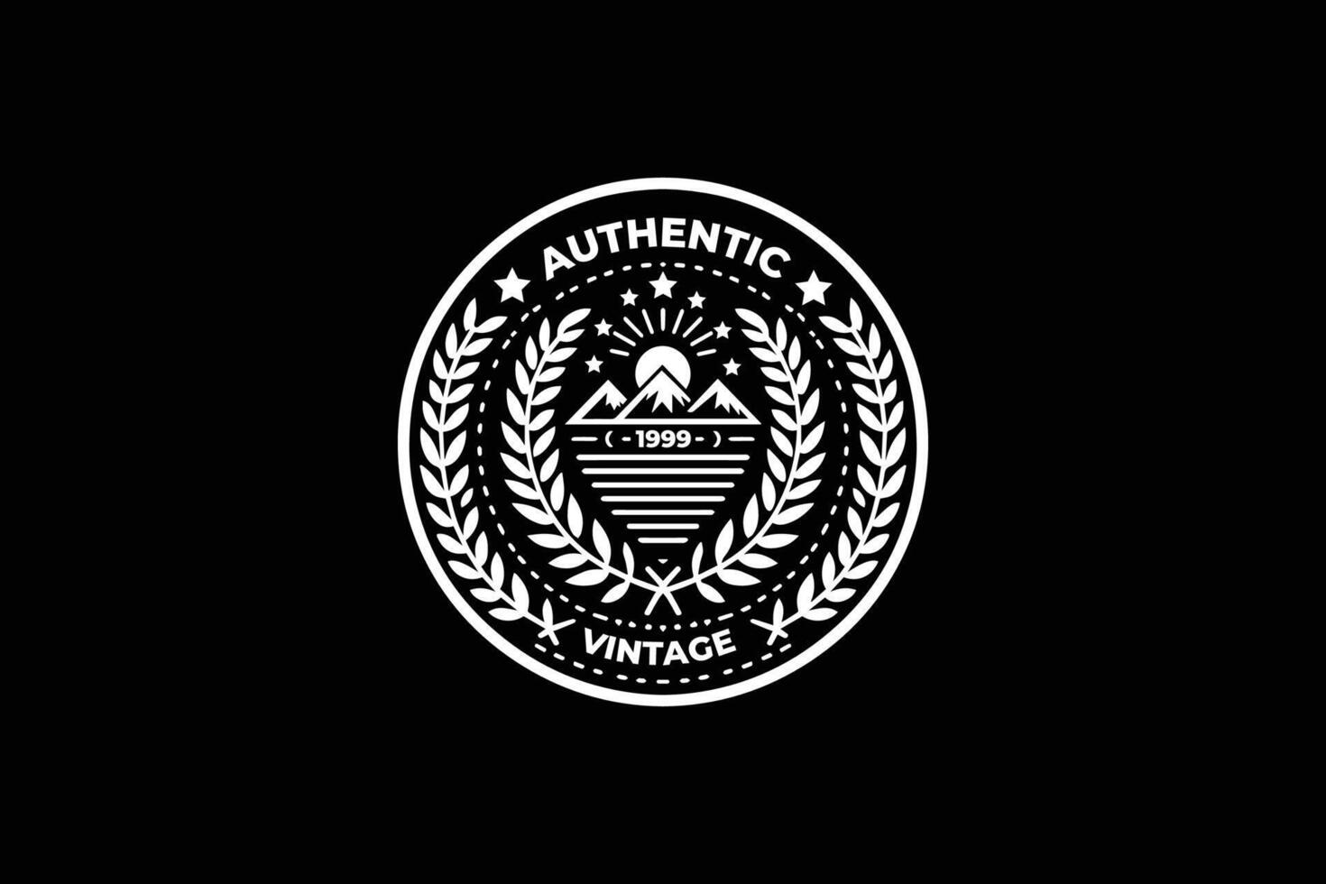 Classic Laurel Wreath Emblem Authentic vector