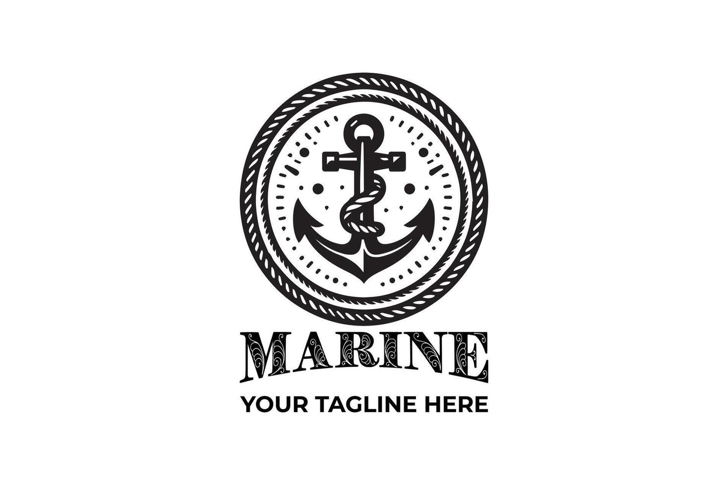 Retro Marine Anchor Monochrome Logo vector