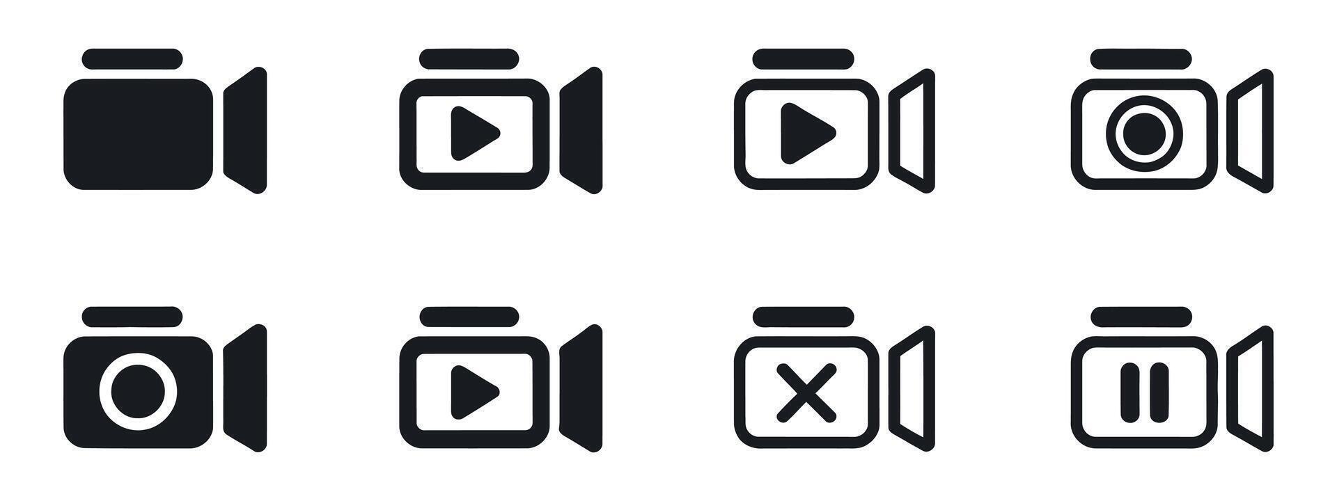Collection of and media player icons in various states vector